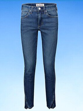 AMO Jeans Twist Mid-Rise Crop Slim, Dark Wash, Sz 25